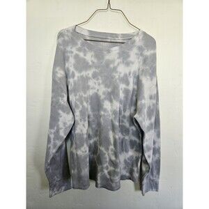 Time and Tru Men's Long Sleeve Waffle Knit Shirt, Tie-dye Gray, Size 3XL